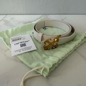 Off-White Ivory Belt with Gold Buckle
